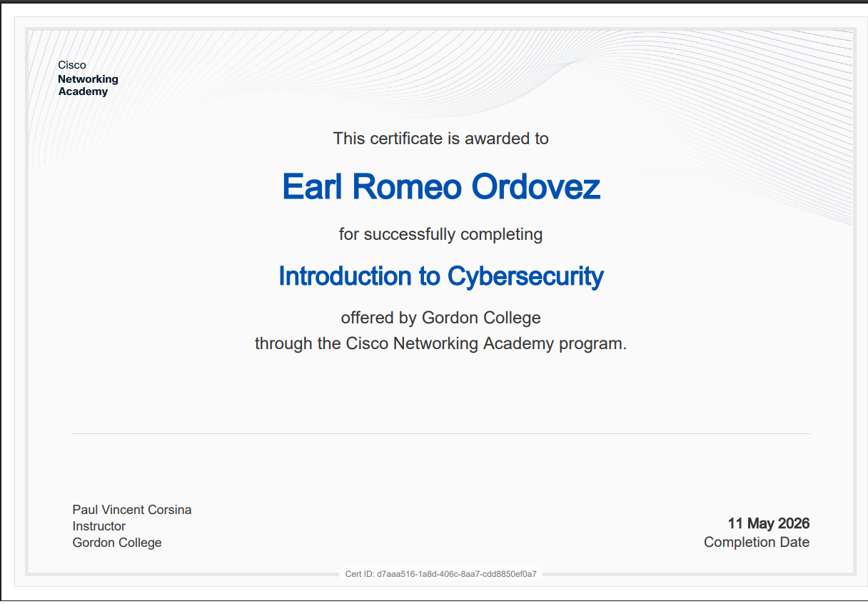 Certificate: CCNA: Introduction to Networks issued by Cisco Networking Academy